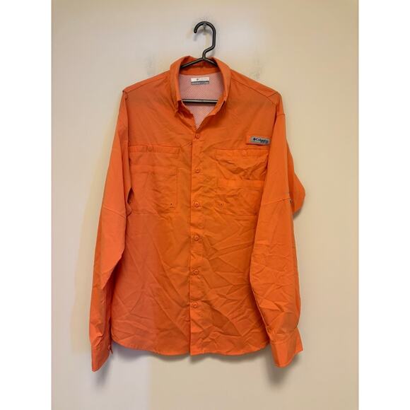 Columbia PFG Omni-Shade Long Sleeve Button Down Tops (Set of Two) Orange Blue - Picture 2 of 13